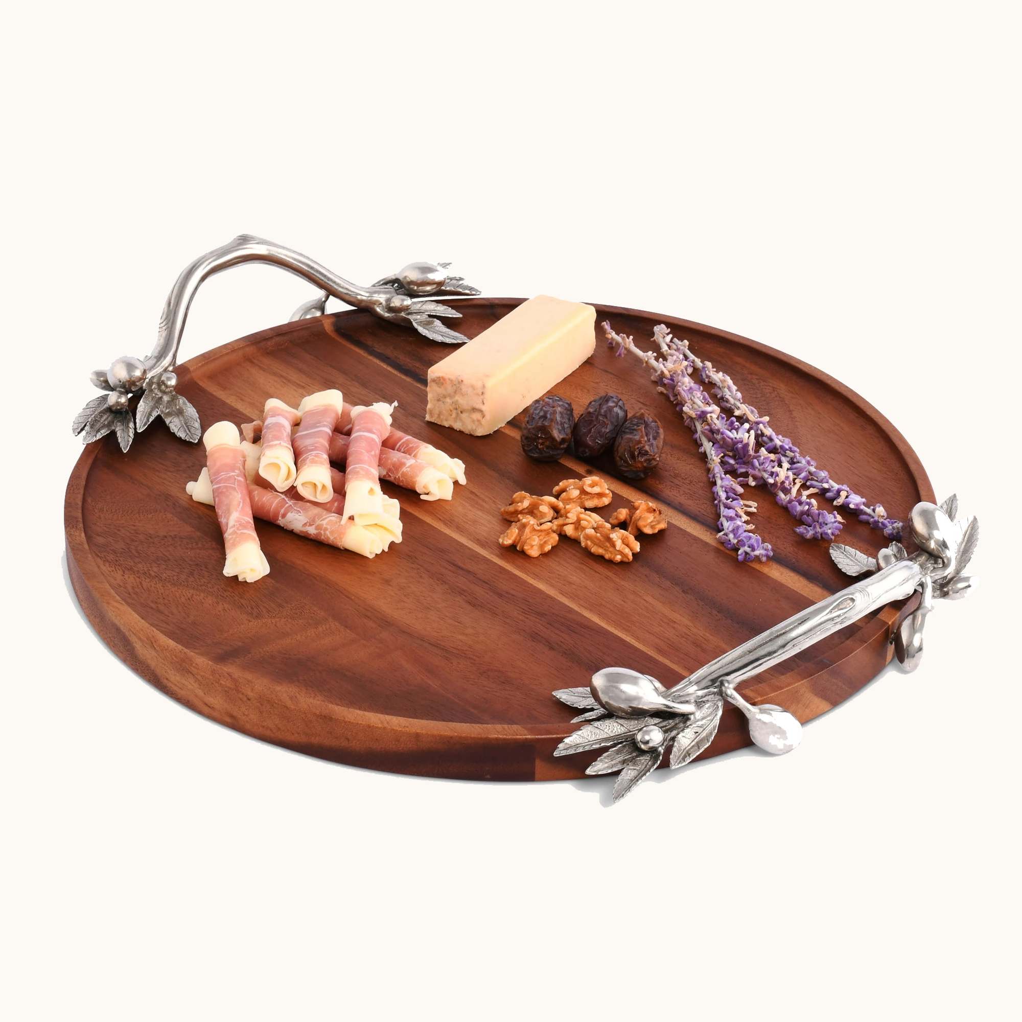 Olive Serving Tray Acacia- Round