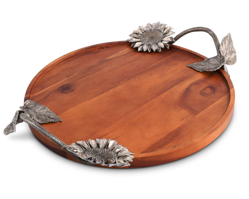Sunflower Wood Serving Tray