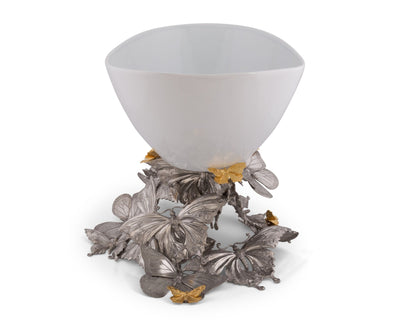 Pewter Butterfly Centerpiece Porcelain Bowl