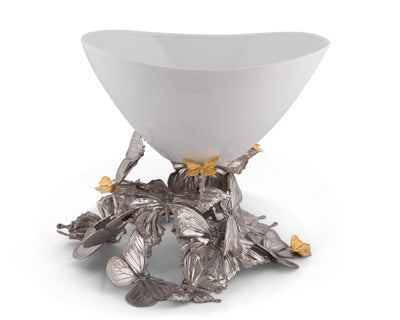 Pewter Butterfly Centerpiece Porcelain Bowl