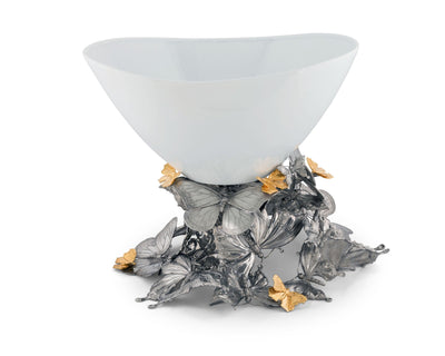 Pewter Butterfly Centerpiece Porcelain Bowl