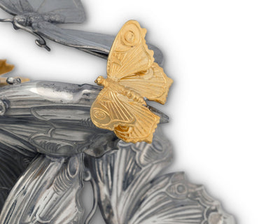 Pewter Butterfly Centerpiece Porcelain Bowl