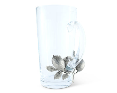 Glass Pitcher Pewter Lemon Bouquet Handle
