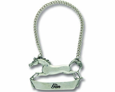 Pewter Galloping Steed Decanter Tags