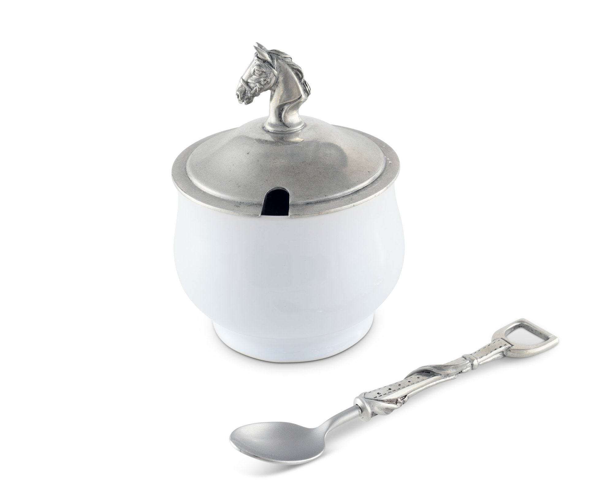 Equestrian Sugar Bowl And Spoon