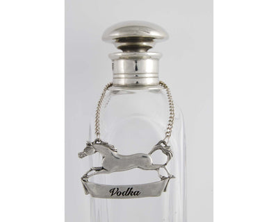 Pewter Galloping Steed Decanter Tags