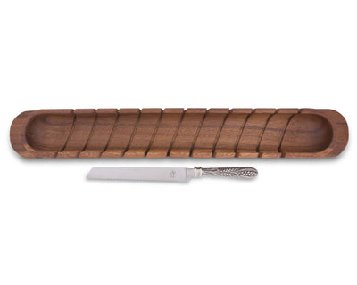 Baguette Board With Wheat Pattern Bread Knife