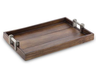 Wood Tray With Faux Bois Handles