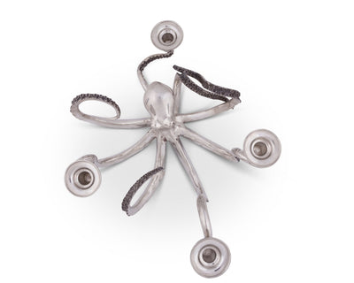 Four Taper Pewter Octopus Candelabrum