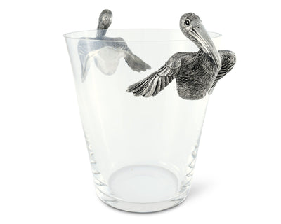 Pelican Pewter Handle Glass Ice Bucket