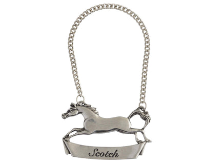 Pewter Galloping Steed Decanter Tags