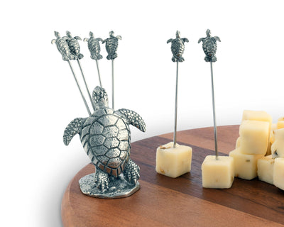 Pewter Sea Turtle Cheese Pick Set