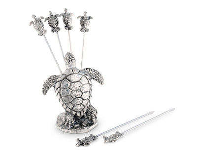 Pewter Sea Turtle Cheese Pick Set