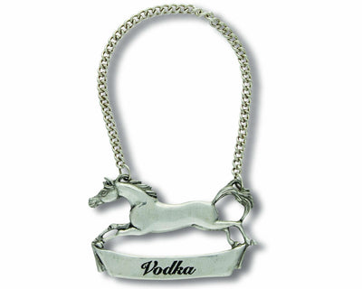 Pewter Galloping Steed Decanter Tags