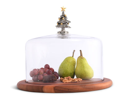 Cheese Wood Board Christmas Tree Glass Covered