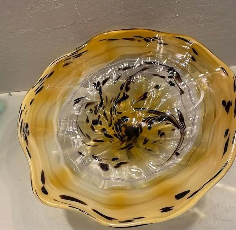 Glass Blown Wall Plate, Yellow & Black