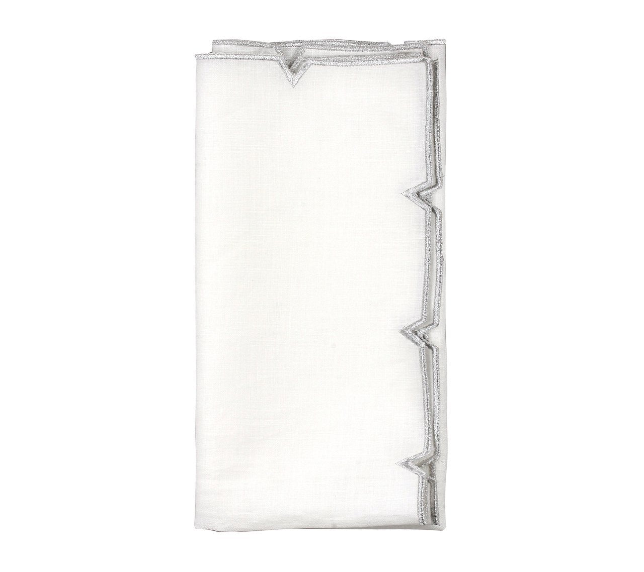 Napkin Divot in White & Silver, Set of 4