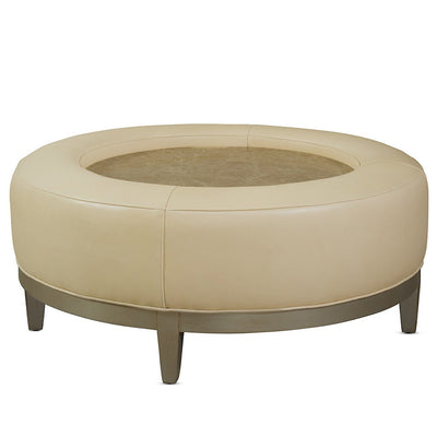 Leather Ottoman With Wooden Insert