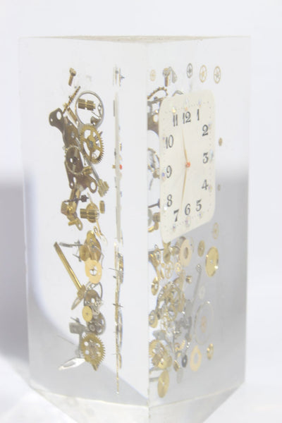 Exploded Clock Parts Acrylic Sculpture in Manner of Pierre Giraudon,Acrylic Sculpture in Manner of Pierre Giraudon