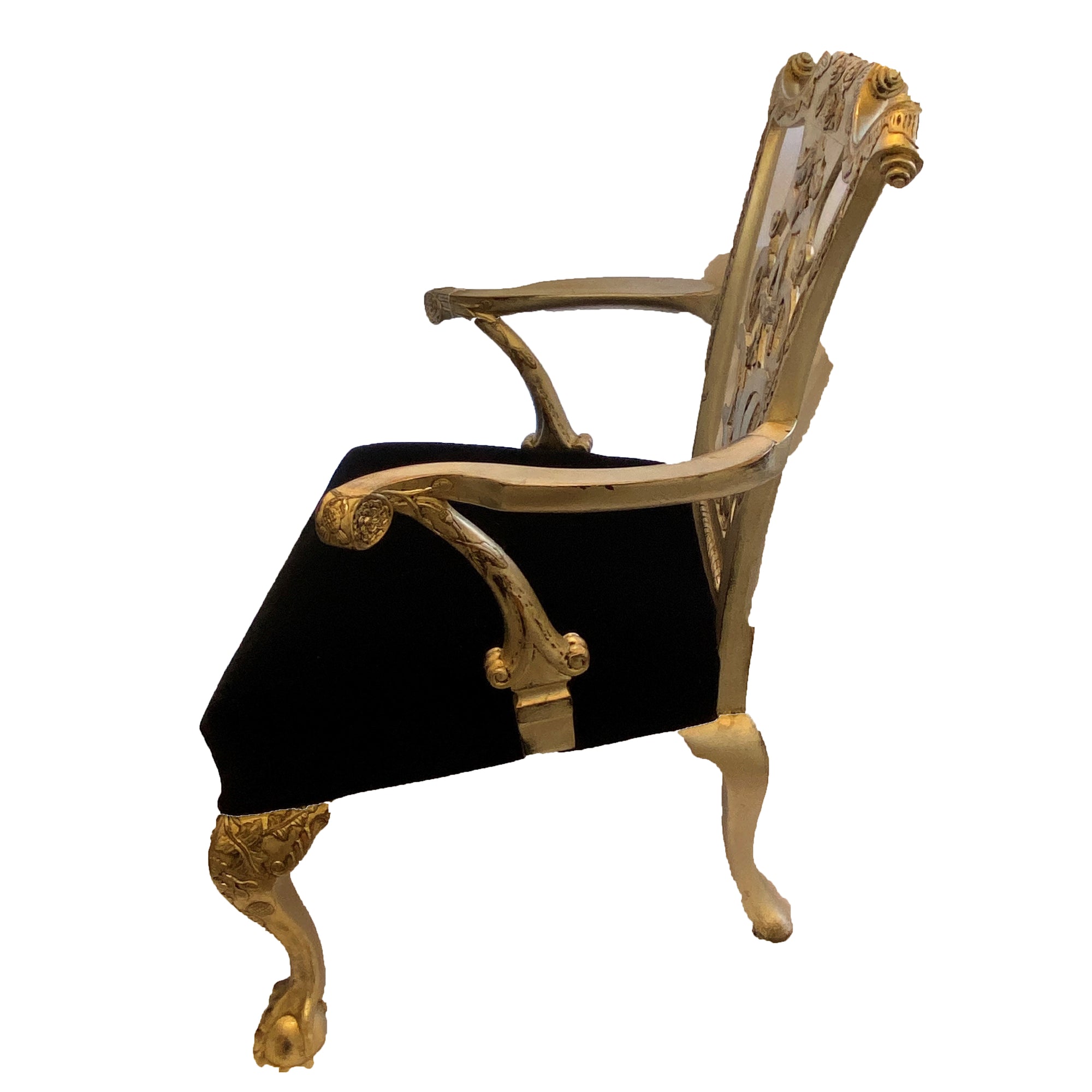 Louis XV Style Gold Leaf Armchair Accent Chair 