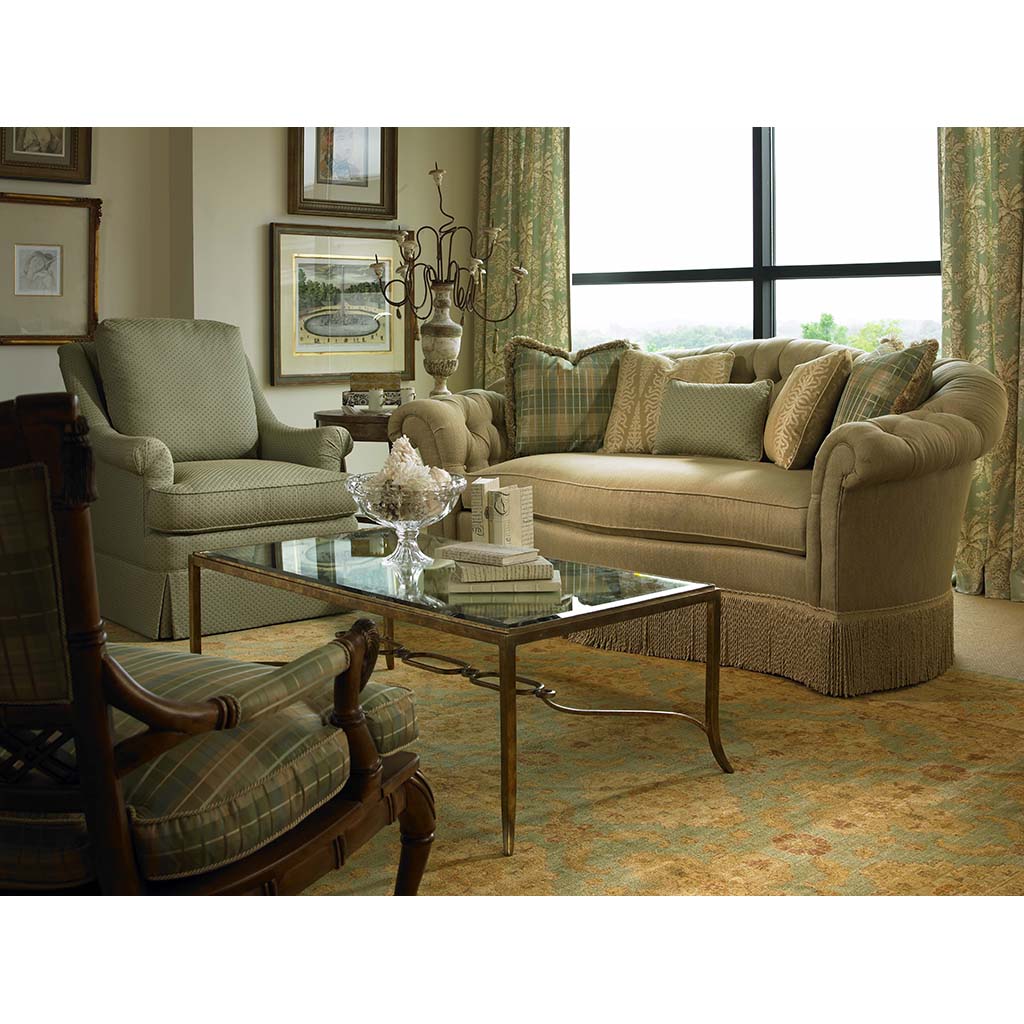 Century Furniture SF5133, Metal Base cocktail Table with Mirrored Top