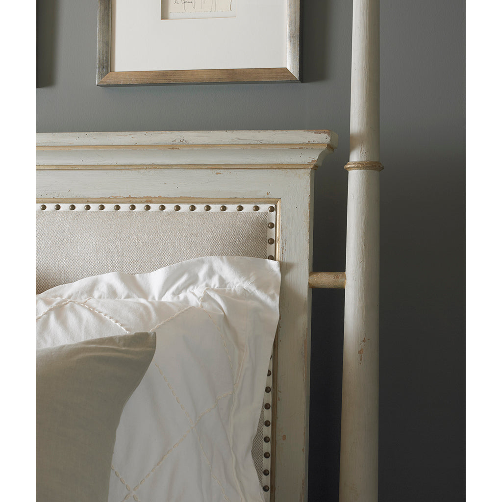 Century Furniture MN5498K, King four Poster Bed antique White