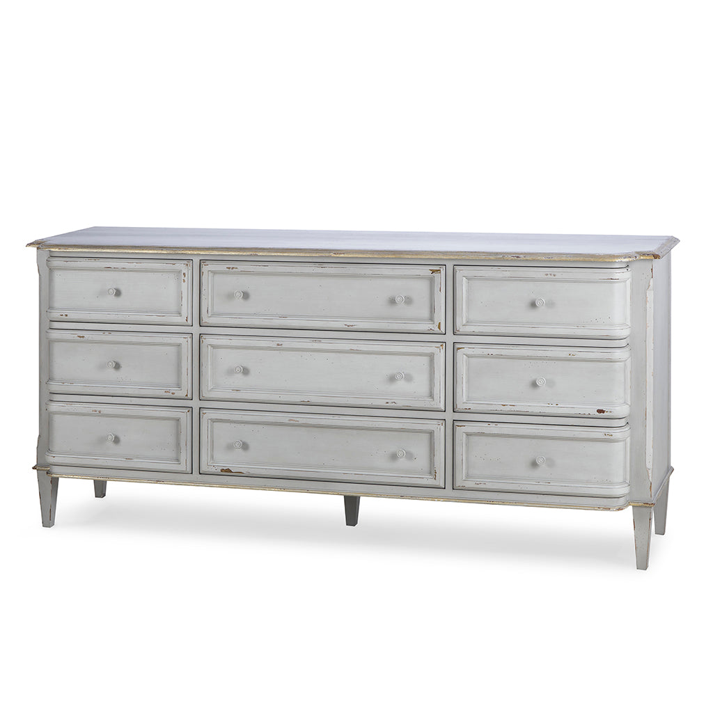 Century Furniture MN5770, English nine Drawer Dresser Distressed