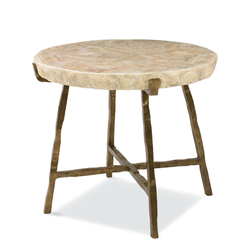 Century SF5329, Accent Table Crystal top with Bronze Metal Base.