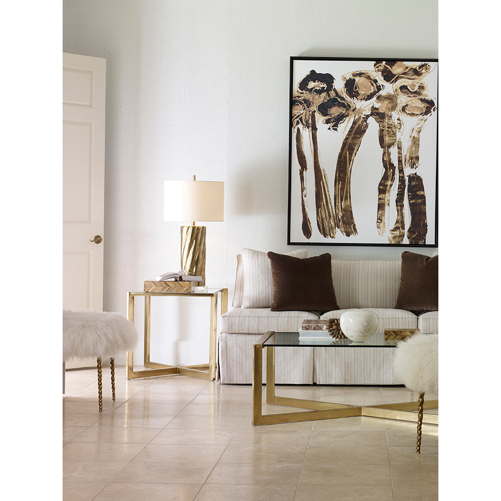 Century furniture SF5760, Antique Bronze Lamp Table with onset Glass