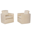 catawba chairs facing at angle in beige fabric.
