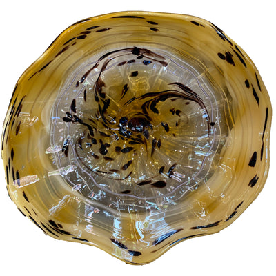 Blown Glass Wall Plate Yellow Black